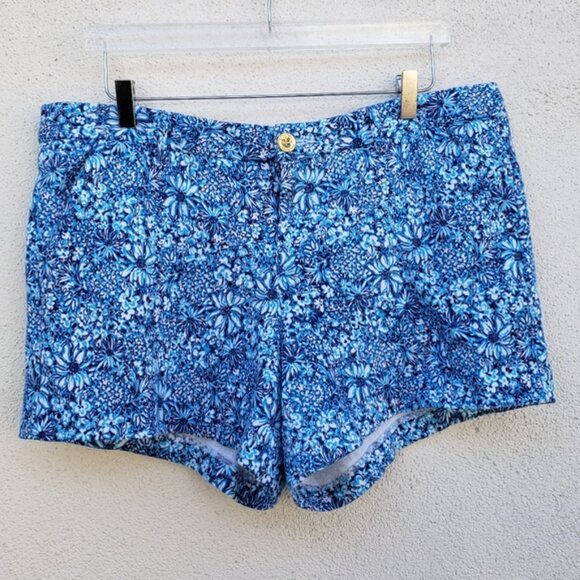 LILLY PULITZER - 5" Callahan Knit Short Cumulus Blue Blooming Together Size 16 - Picture 2 of 9